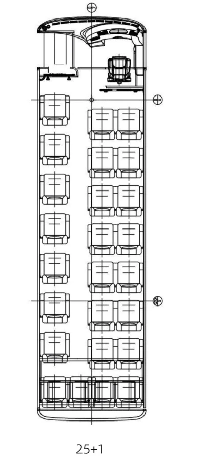C9 Diesel Coach - 9 Metre seating layout
